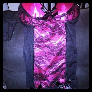M-Dreamgirl Lingerie Pink &  Black Set